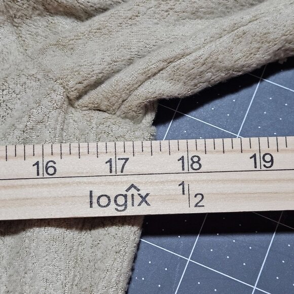 Beige Long-Sleeve V-Neck Ruched Women's Top US M Lyocell Modal Polyester - Picture 8 of 15